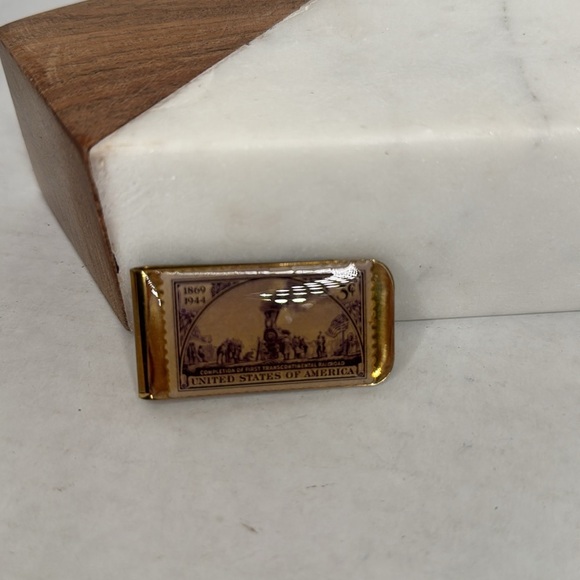 1944 USPS 3 Cent Metal Money Clip Transcontinental Railroad Lot M9 - Picture 3 of 7